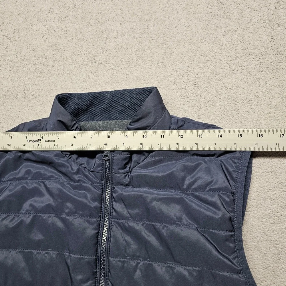 Banana Republic Puffer Vest Mens M Navy Blue Full Zip Quilted Mock Neck 4668